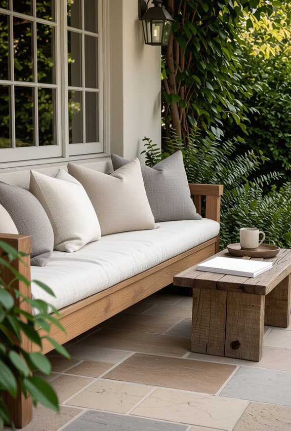 cozy cushioned outdoor reading nook