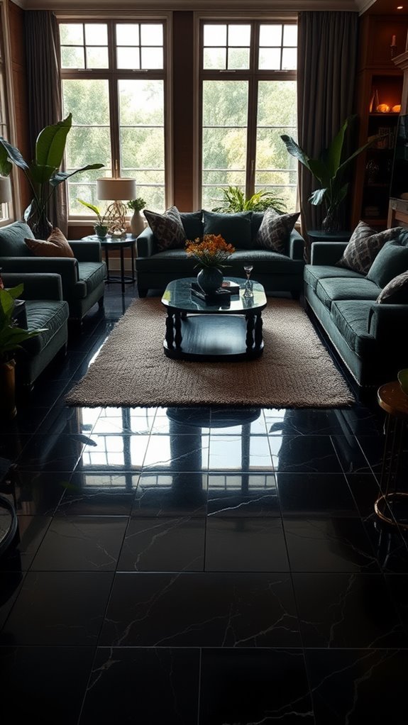 cozy dark tile ambiance