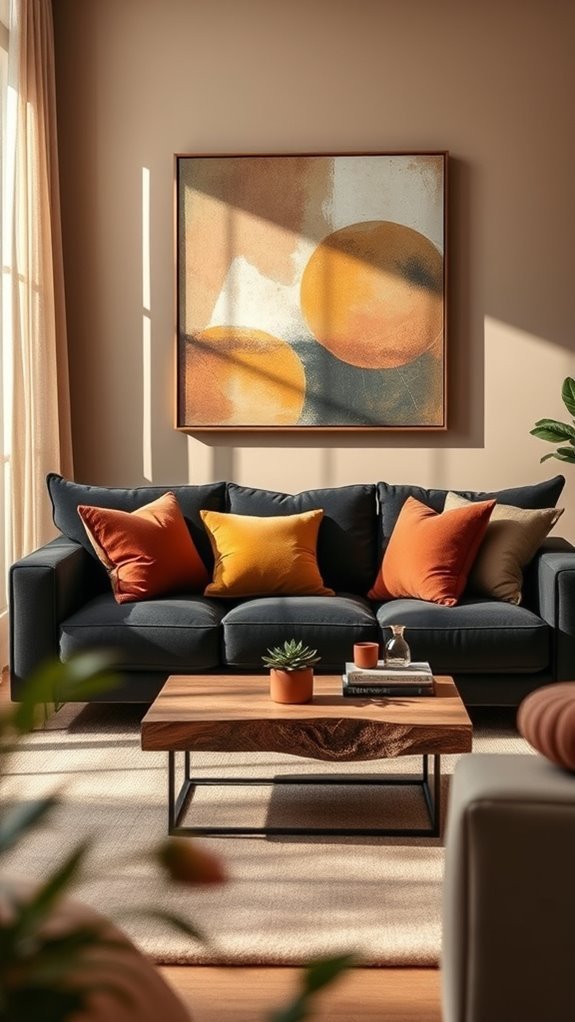 cozy dark upholstery accents