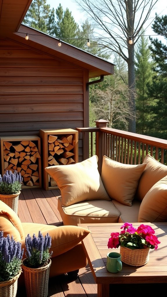 cozy deck firewood storage