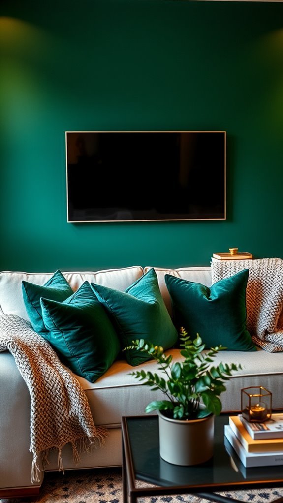 cozy deep green textiles