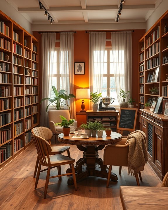 cozy earthy bookshop atmosphere