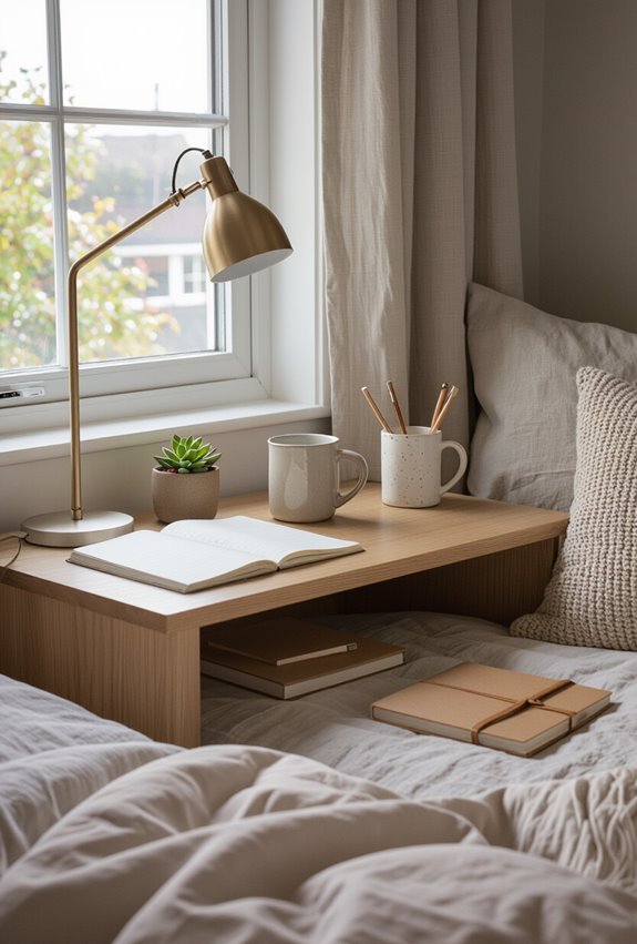 cozy efficient minimalist study nook
