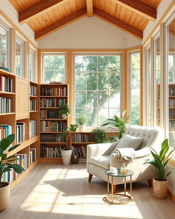 cozy enclosed porch library