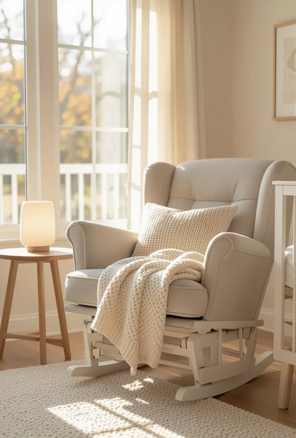 cozy ergonomic glider nursing nook