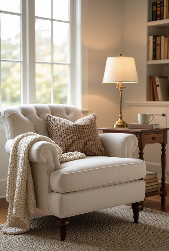 cozy ergonomic green reading nook
