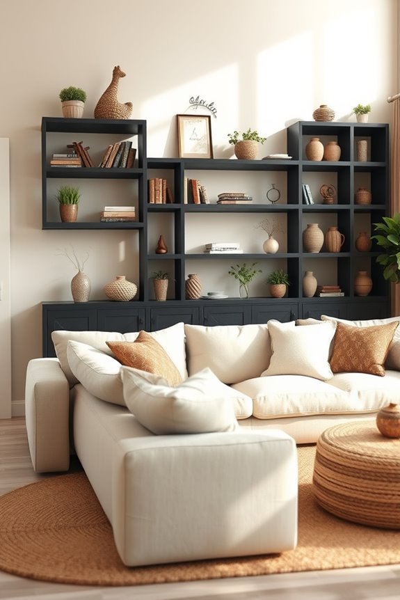 cozy farmhouse black shelves