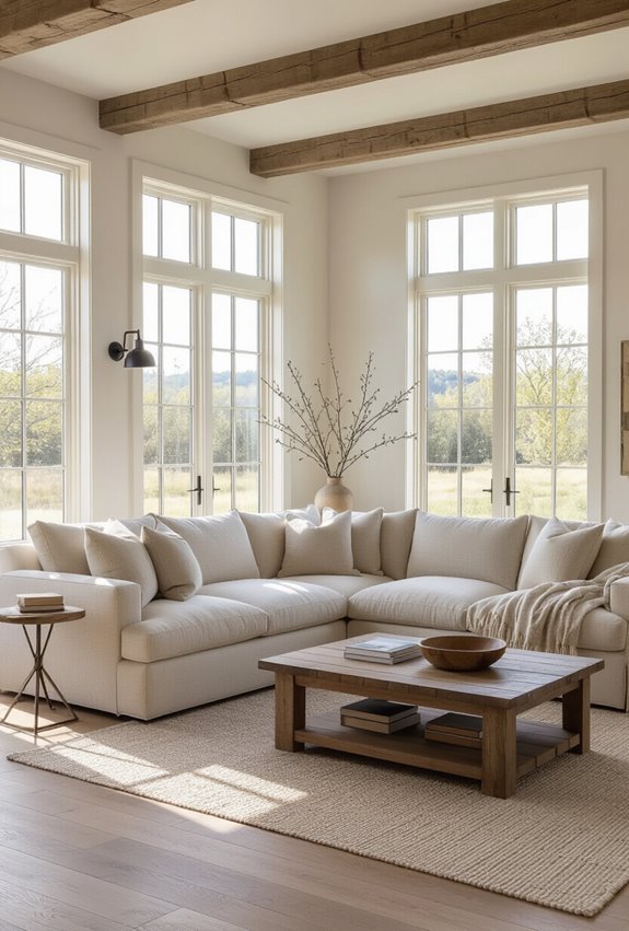 cozy farmhouse l shaped seating