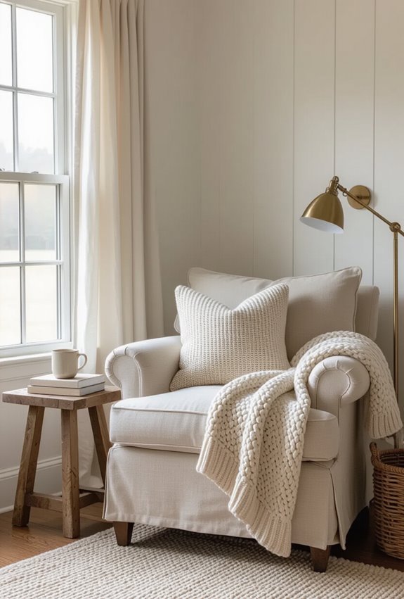 cozy farmhouse window reading nook