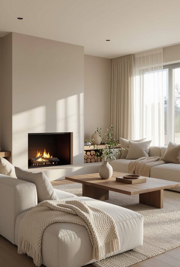 cozy faux or real fireplace centerpiece