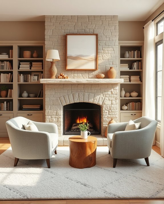 cozy fireplace seating arrangement