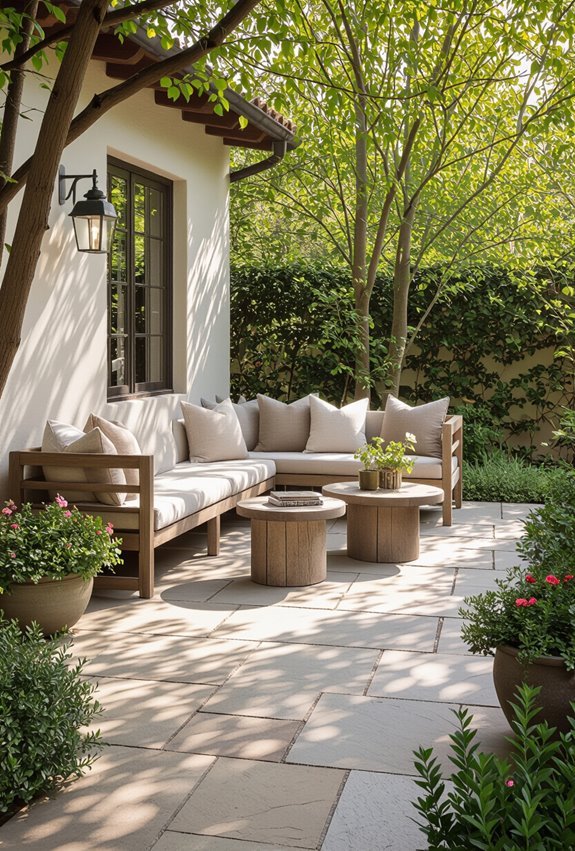 cozy flagstone cushioned seating