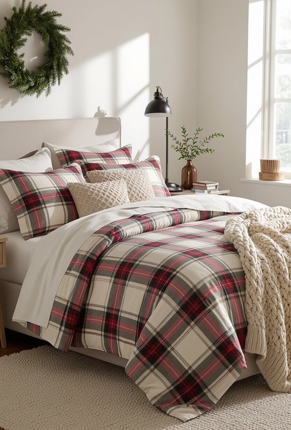 cozy flannel plaid holiday retreat