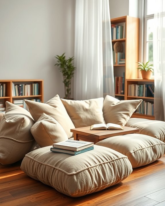 cozy floor cushions enhance comfort