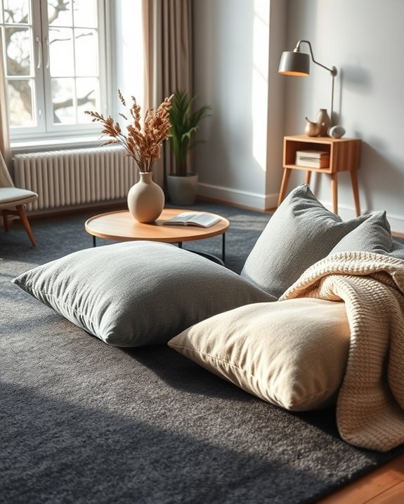 cozy floor cushions enhance decor