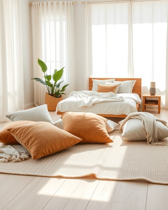 cozy floor cushions enhance decor