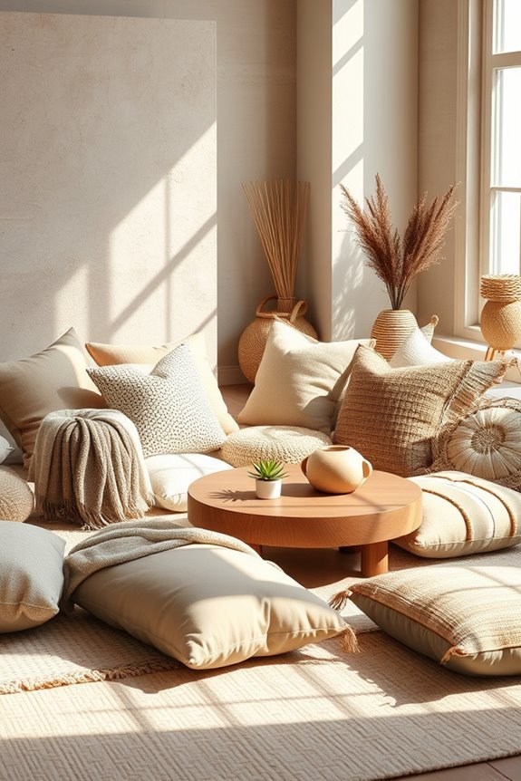 cozy floor cushions enhance interiors