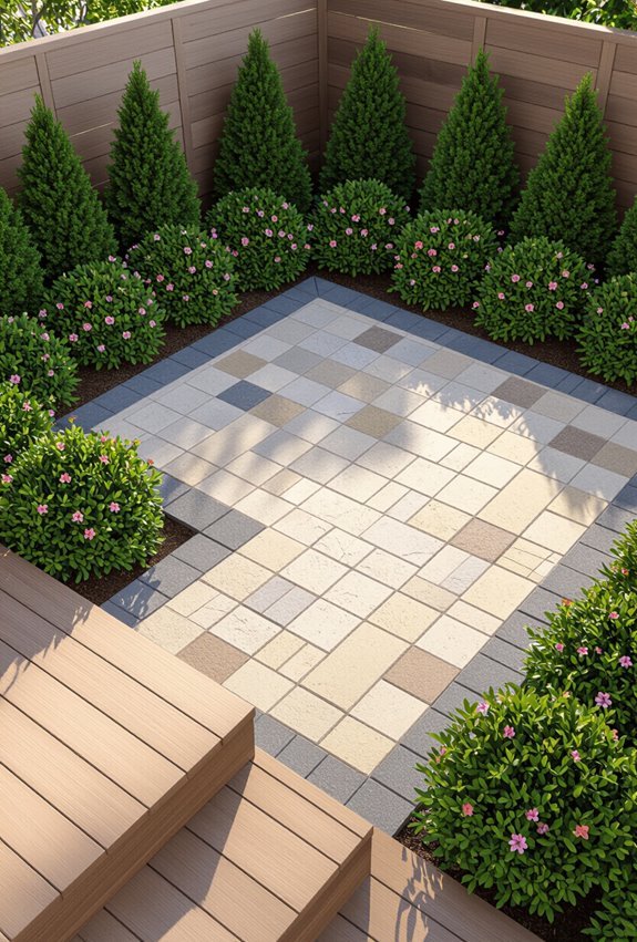 cozy functional pocket paver patio