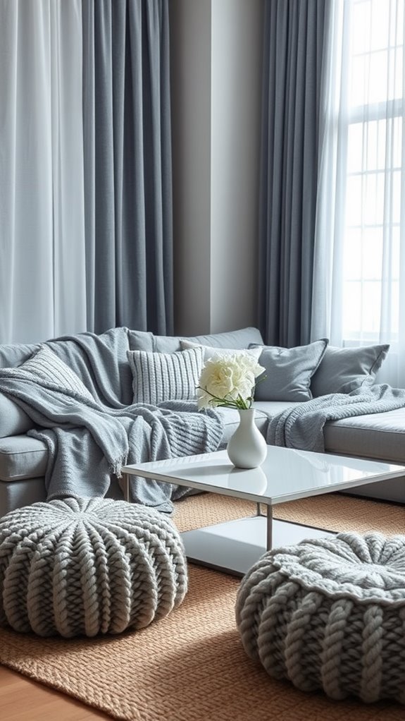 cozy grey blue throws