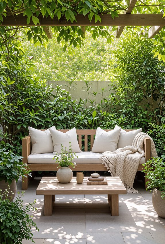 cozy hammock and teak loveseat