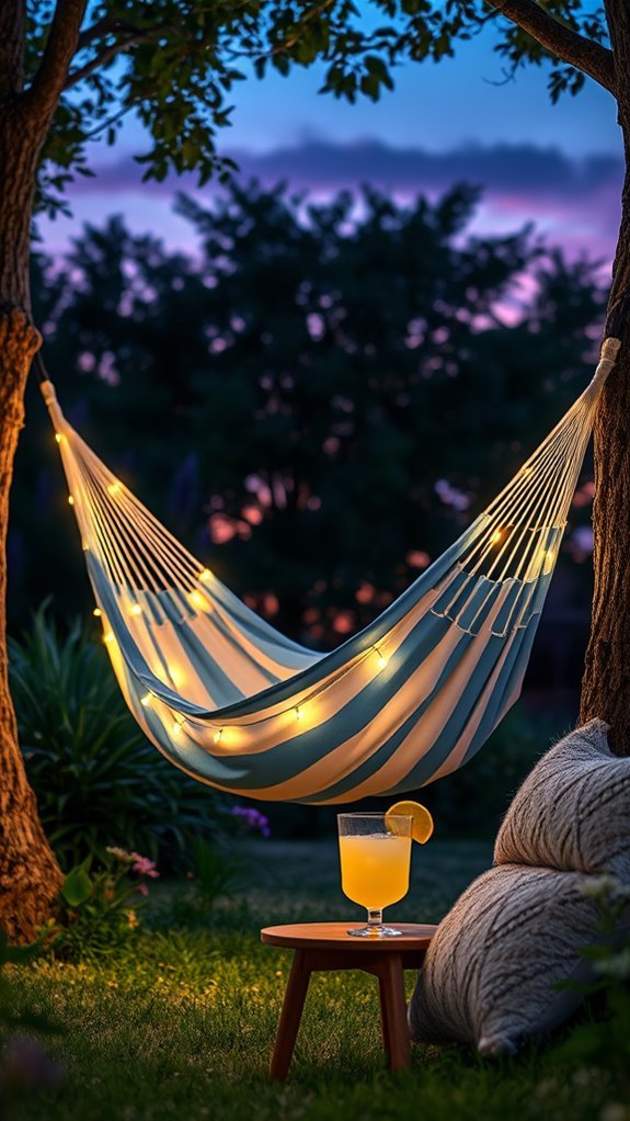 cozy hammock with soft lighting
