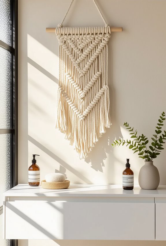 cozy handcrafted macram bathroom texture