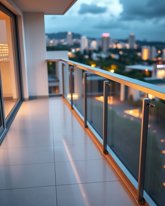 cozy illuminated balcony railings