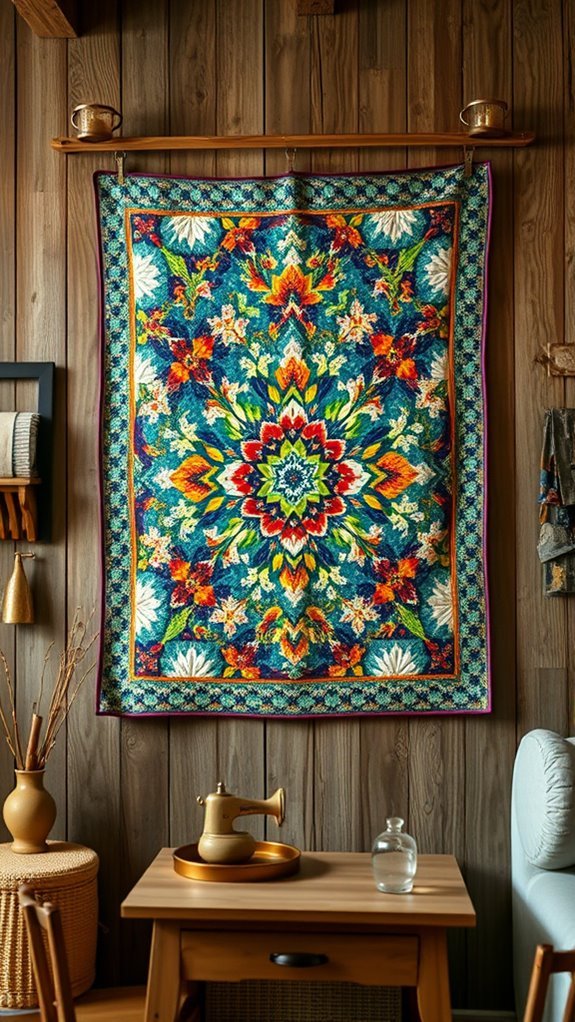 cozy inviting quilt display