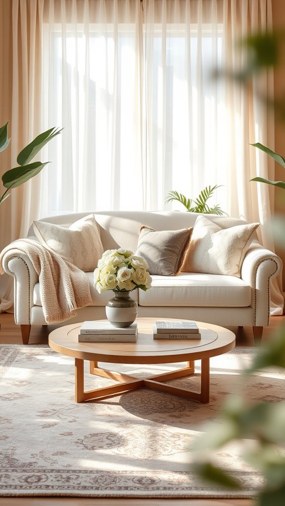 cozy ivory sofa accessories