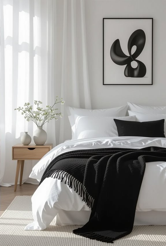 cozy layered black and white throws