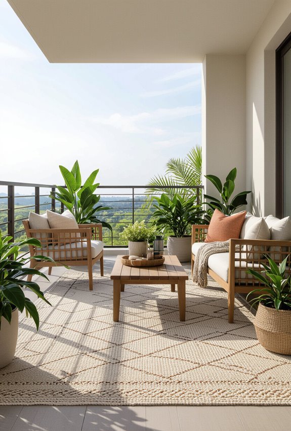 cozy layered boho balcony