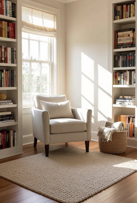cozy layered patterned reading rug