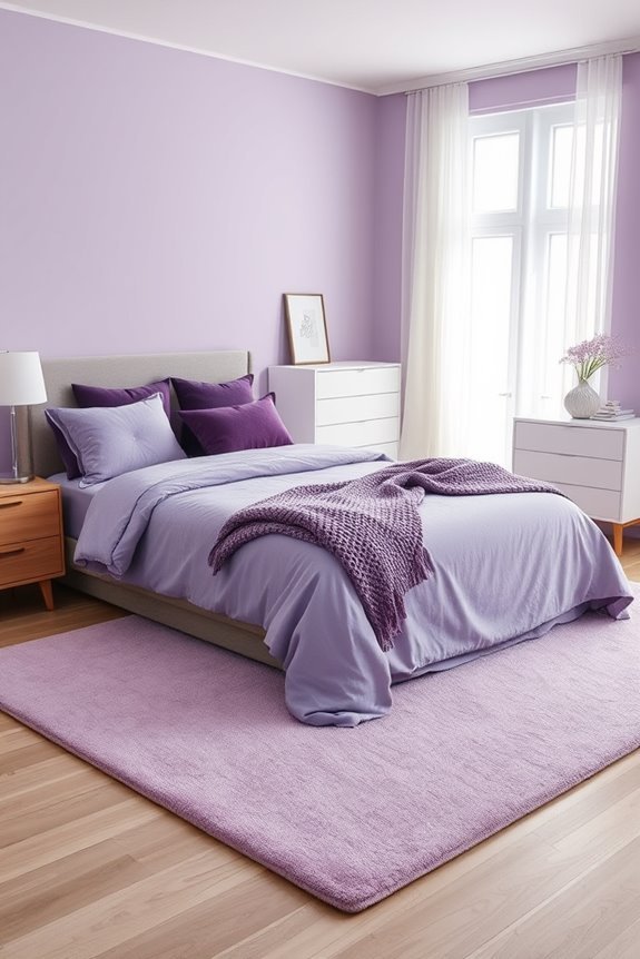 cozy layered purple textiles