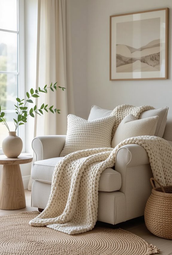 cozy layered textured reading nook