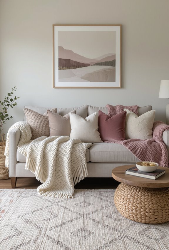 cozy layered textured textiles