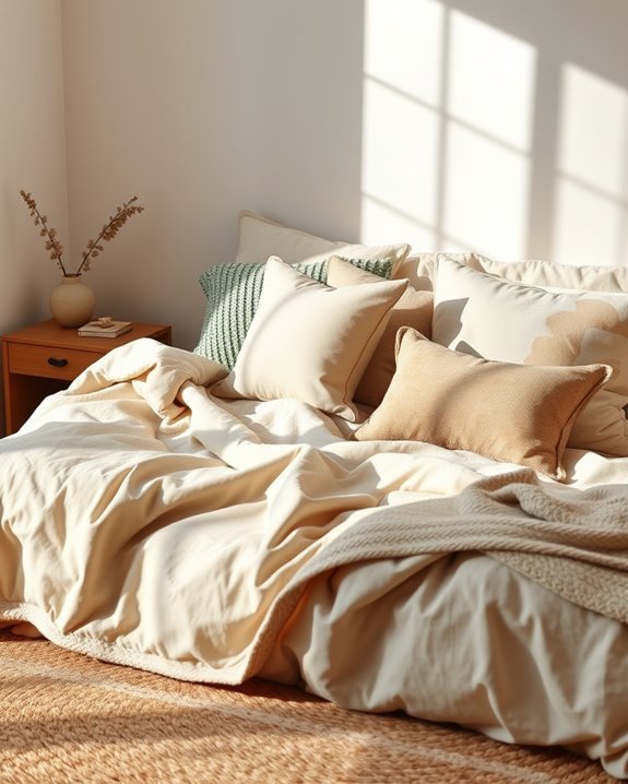 cozy layered throw pillows