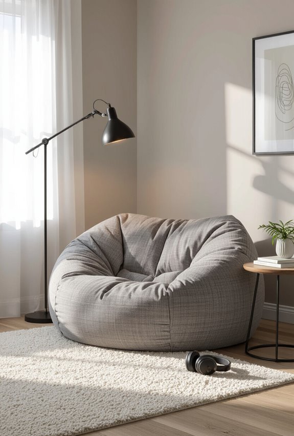 cozy lounging chair or beanbag