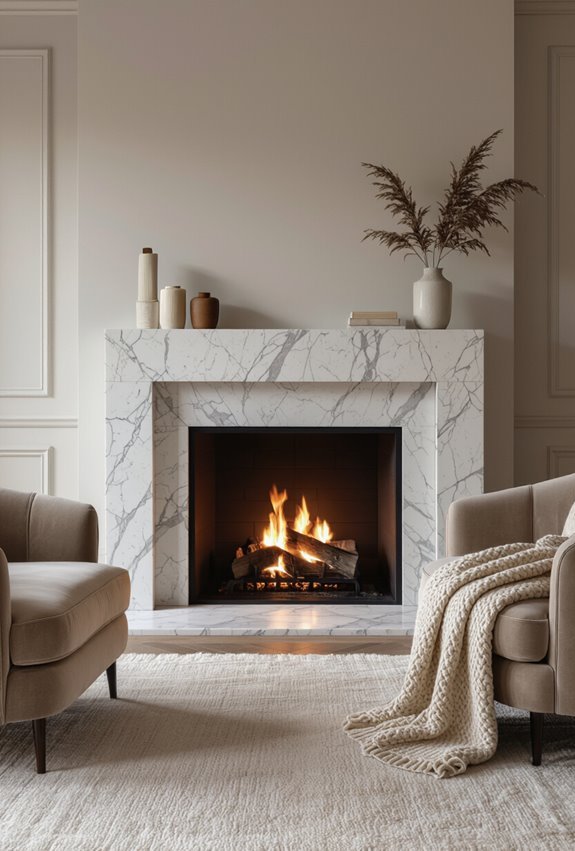 cozy luxurious marble mantel