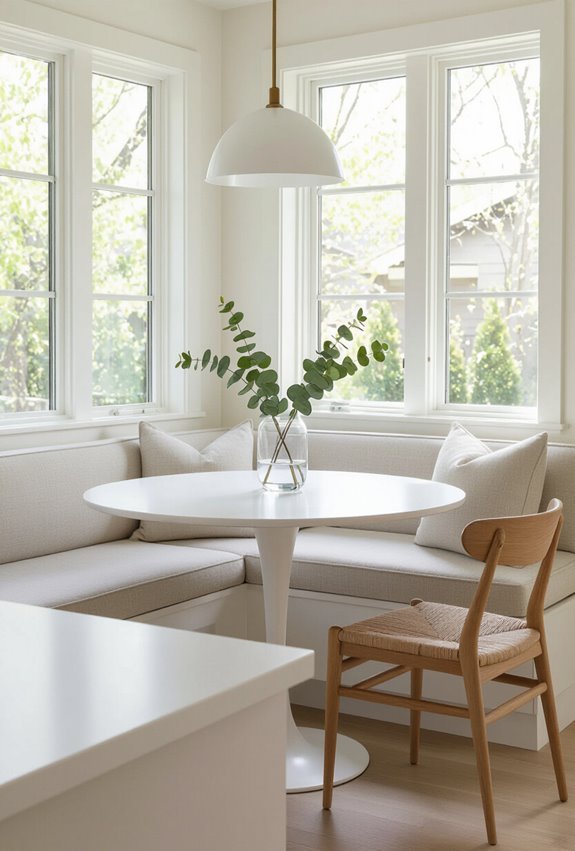 cozy minimalist banquette dining