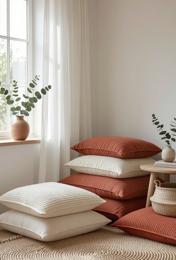 cozy minimalist floor cushion nook