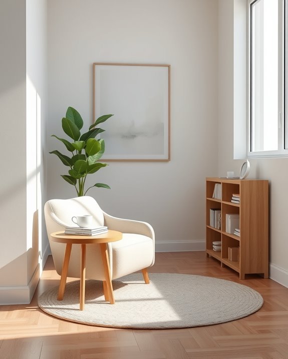 cozy minimalist reading space