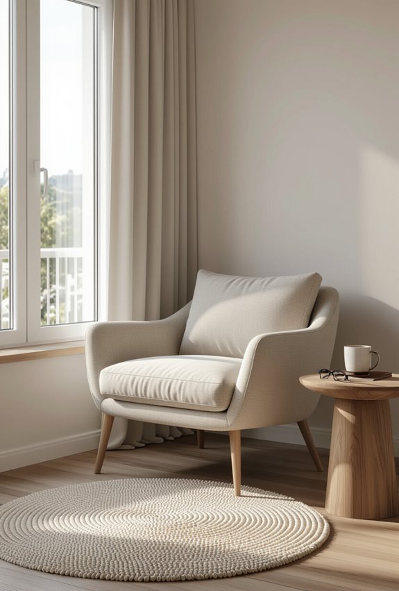 cozy minimalist window reading nook