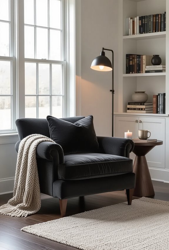 cozy moody window reading nook