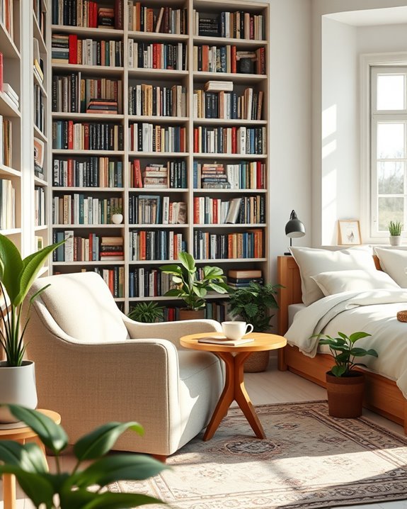 cozy organized reading corner
