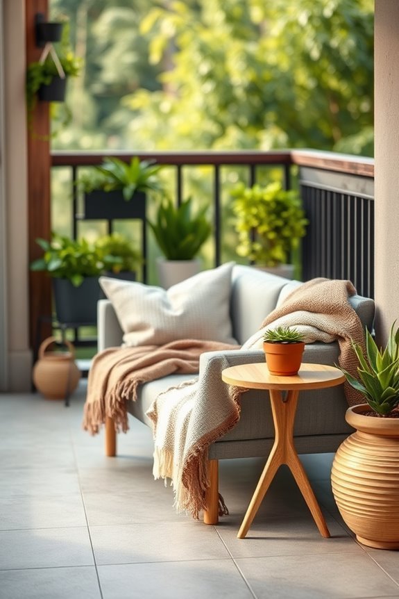 cozy outdoor balcony blankets