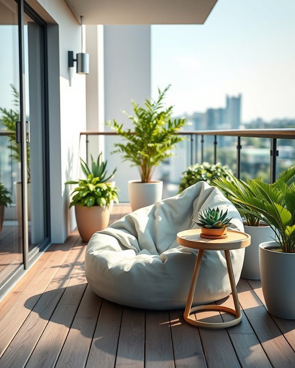 cozy outdoor bean bag seating