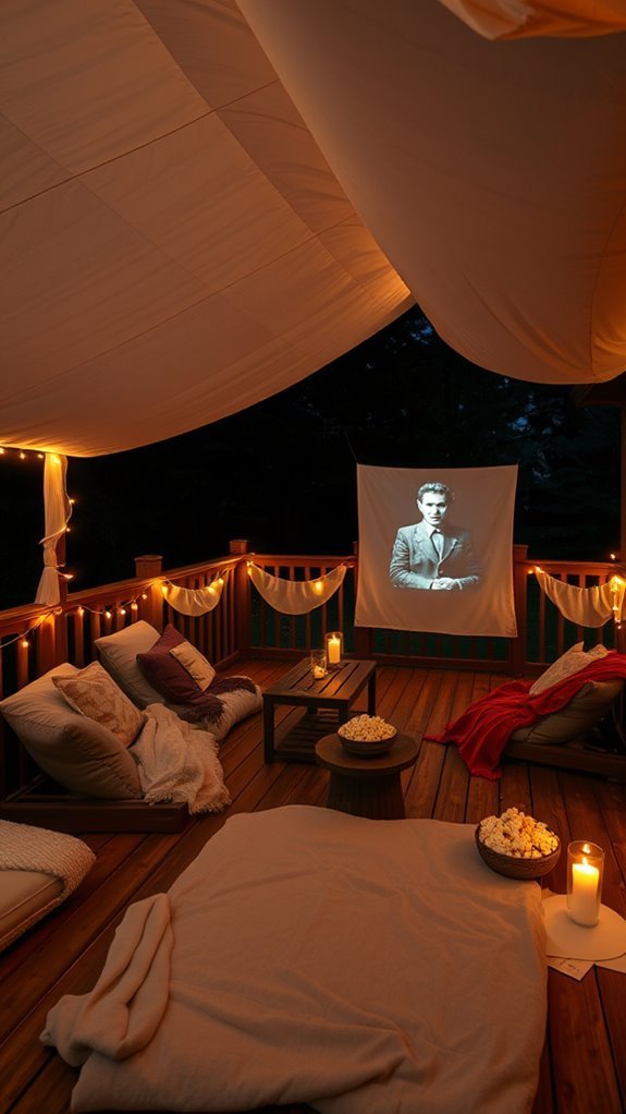 cozy outdoor movie night