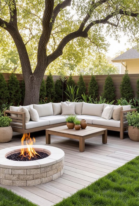 cozy outdoor seating with cushions