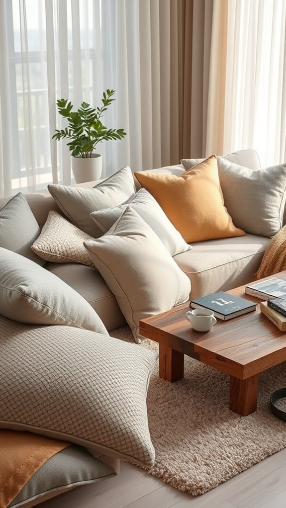 cozy oversized cushions and throws