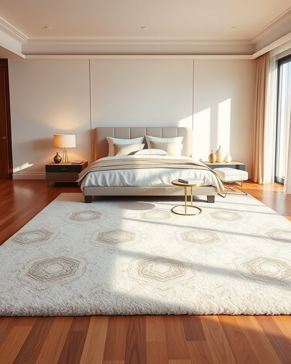cozy oversized rug placement
